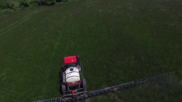 Vue Aérienne Ferme Semences Gazon Pulvérisation Tracteur — Video