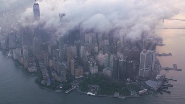 New York City Circa 2017 Vysokoúhlý Letecký Pohled Dolní Manhattan — Stock video