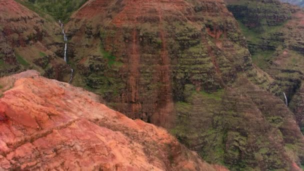 Kauai Hawaii 2018 Körül Waimea Canyon Vízesés Légi Kilátása Cineflexszel — Stock videók
