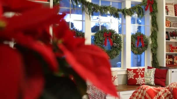 クリスマスのために飾られた家のインテリアショット — ストック動画