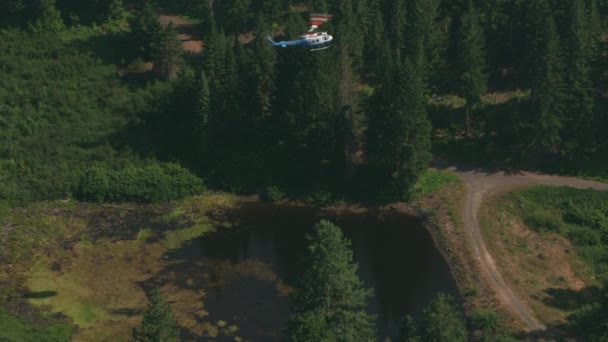 Орегон Около 2017 Года Воздушный Кадр Вертолета Получающего Воду Пруда — стоковое видео