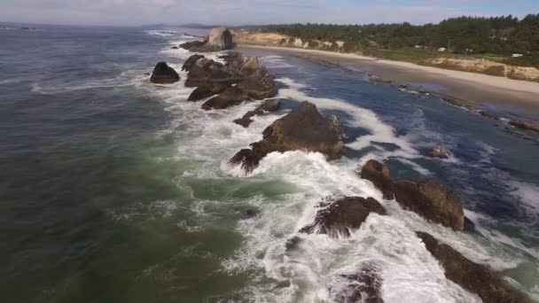 Letecký Snímek Pobřeží Oregonu Seal Rock — Stock video