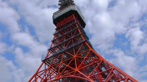 Tokyo Japonya 2018 Dolaylarında Tokyo Kulesi Üzerinde Hareket Eden Bulutların — Stok video