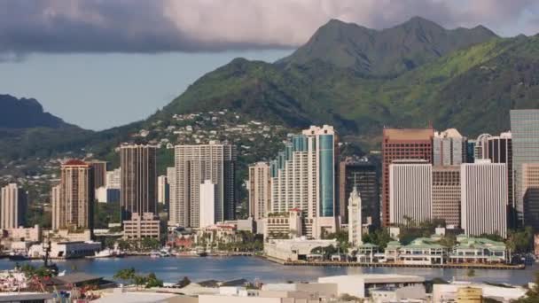Oahu Hawaii Circa 2018 Vista Aérea Torre Aloha Honolulu Tiro — Vídeo de stock