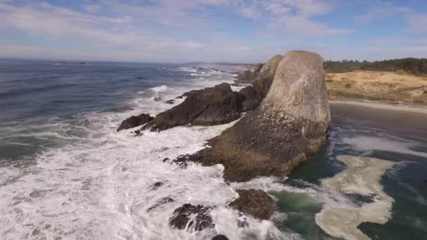 Повітряний Постріл Узбережжя Штату Орегон Сіл Рок — стокове відео