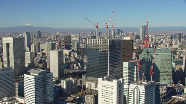 Токио Япония 2018 Летит Над Токио Видом Токийскую Башню Гору — стоковое видео
