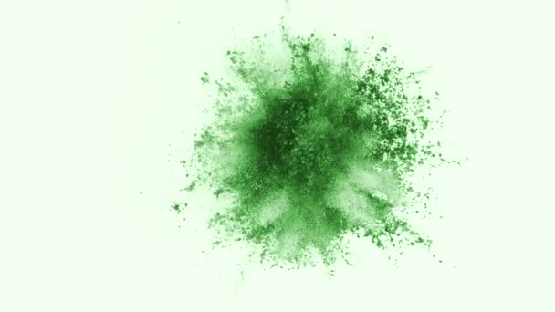 Grünes Pulver Explodiert Superzeitlupe Auf Weißem Hintergrund Aufgenommen Mit Phantom — Stockvideo