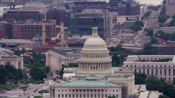 Вашингтон Округ Колумбія Приблизно 2017 Повітряний Вид Будівлі Капітолію Сша — стокове відео