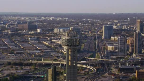 Dallas Texas Circa 2017 Letecký Pohled Dallas Reunion Tower — Stock video