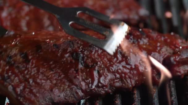 Costillas Barbacoa Disparadas Phantom Flex — Vídeo de stock