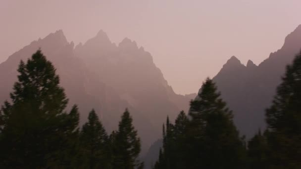 Grand Teton Mountain Range Při Západu Slunce — Stock video
