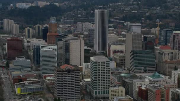 Aerial View Downtown Portland Oregon Buildings — Stock Video