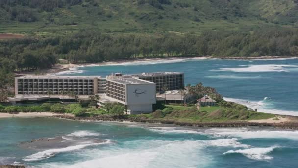 夏威夷瓦胡岛 2018年左右 海龟湾度假村的空中景观 用Cineflex和Red Epic Helium拍摄 — 图库视频影像