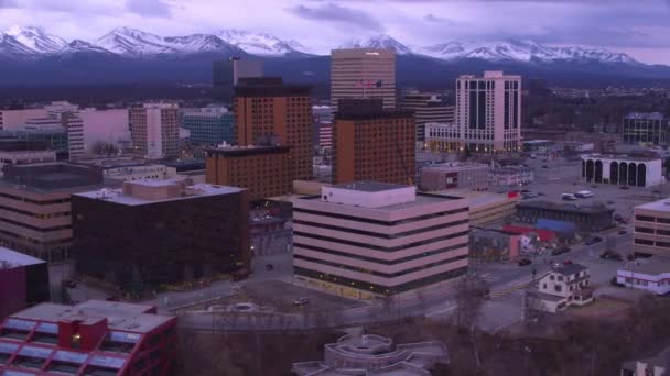 Anchorage Alaska 2018 Luftaufnahme Von Anchorage Alaska Bei Sonnenuntergang Aufnahme — Stockvideo
