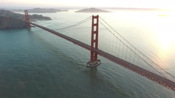 Crepúsculo Aéreo Golden Gate Bridge San Fransisco Califórnia — Vídeo de Stock