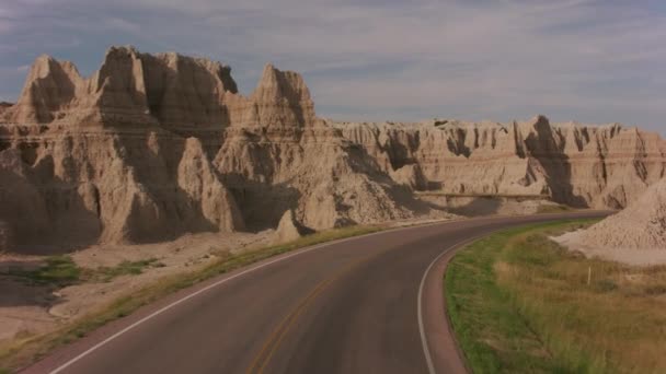 Dirigir Através Parque Nacional Badlands Dakota Sul — Vídeo de Stock