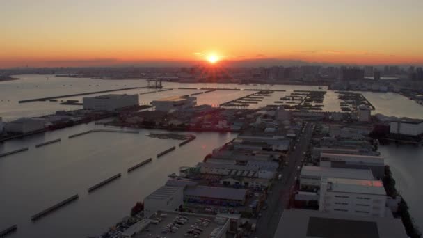 Tóquio Japão Por Volta 2018 Pôr Sol Baía Tóquio Tiro — Vídeo de Stock