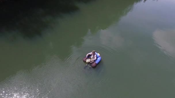 Overhead Tiro Pescador Mosca — Vídeo de Stock