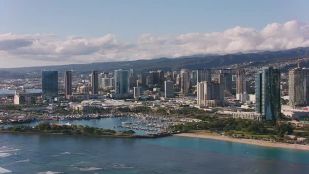 Honolulu Oahu Hawaii Circa 2018 Letecký Pohled Centrum Honolulu Shot — Stock video