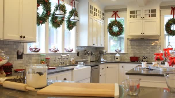 Kitchen Decorated Christmas — Stock Video