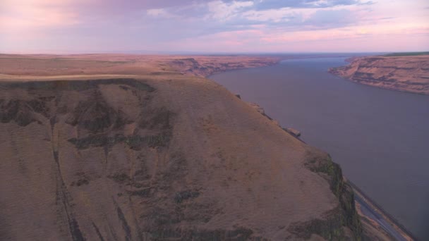 Salida Del Sol Sobre Río Columbia Oregon — Vídeo de stock