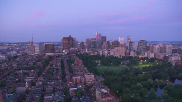 Boston Massachusetts Das Jahr 2019 Luftaufnahme Von Boston Bei Sonnenuntergang — Stockvideo