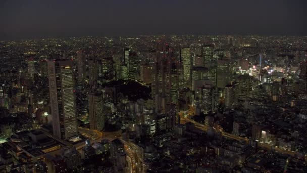Tokio Japan Bis 2018 Nachts Über Tokio Fliegen Aufnahme Aus — Stockvideo