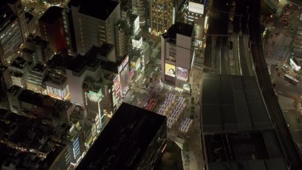 Tokyo Japonya 2018 Dolaylarında Geceleri Tokyo Caddesindeki Pazar Manzarası Kırmızı — Stok video