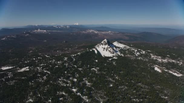 Cascade Mountains Oregon Imágenes Aéreas Del Paisaje Nevado Las Tierras — Vídeos de Stock