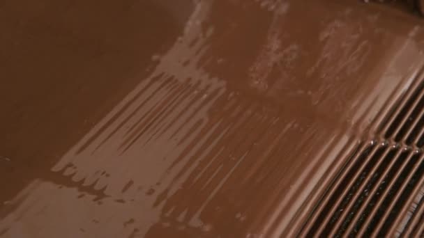 Erimiş Çikolata Bir Şeker Fabrikasına Dökülüyor — Stok video