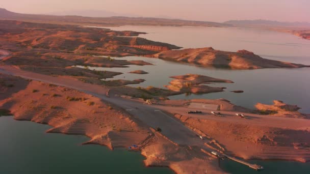 Aufnahmen Von Mead Lake Und Wasserkraftwerk — Stockvideo