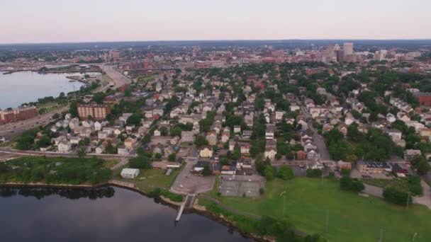 Providence Rhode Island Circa 2019 Luchtfoto Van Voorzienigheid Schot Vanuit — Stockvideo