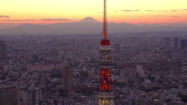 Токио Япония 2018 Летит Над Токио Видом Токийскую Башню Гору — стоковое видео
