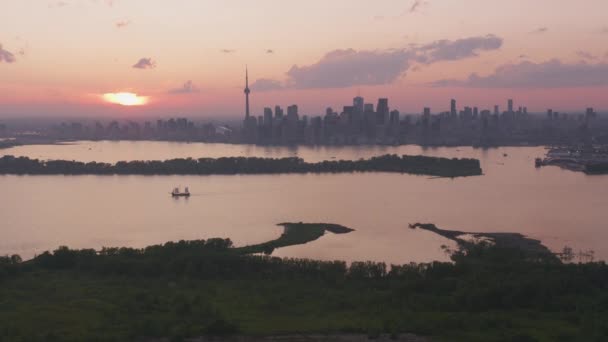 Toronto Kanada Circa 2019 Letecký Pohled Toronto Při Západu Slunce — Stock video