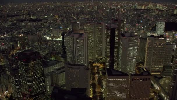 Tokyo Japonya 2018 Dolaylarında Gece Tokyo Üzerinde Uçmak Kırmızı Kamerayla — Stok video