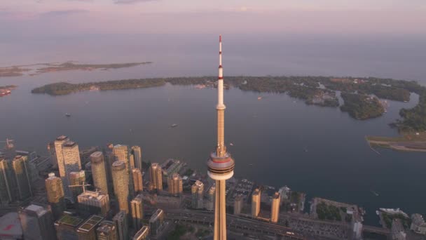 Toronto Kanada 2019 Dolaylarında Gün Batımında Toronto Nun Hava Manzarası — Stok video