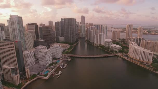 Майами Флорида Около 2019 Года Вид Воздуха Майами Закате Снято — стоковое видео