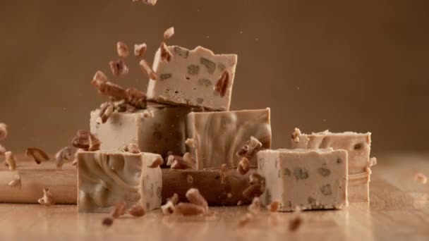 Zamknąć Materiał Filmowy Smaczne Cukierki Czekoladowe — Wideo stockowe