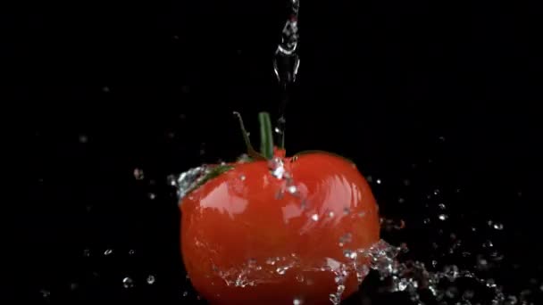 Wasser Das Tomaten Superzeitlupe Abtrennt Aufgenommen Mit Phantom Flex Kamera — Stockvideo