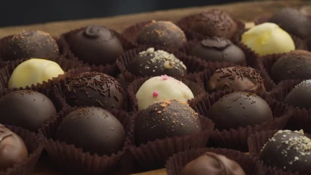 Close Footage Tasty Chocolate Candies — Stock Video