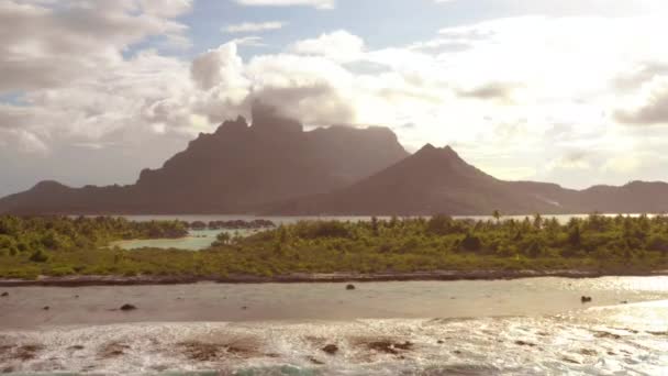 Vue Aérienne Bora Bora Coucher Soleil Polynésie Française — Video