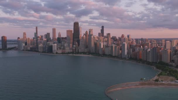 Chicago Illinois Por Volta 2019 Vista Aérea Chicago Pôr Sol — Vídeo de Stock