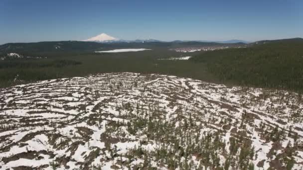 Cascade Mountains Oregon Riprese Aeree Del Paesaggio Innevato Degli Altopiani — Video Stock