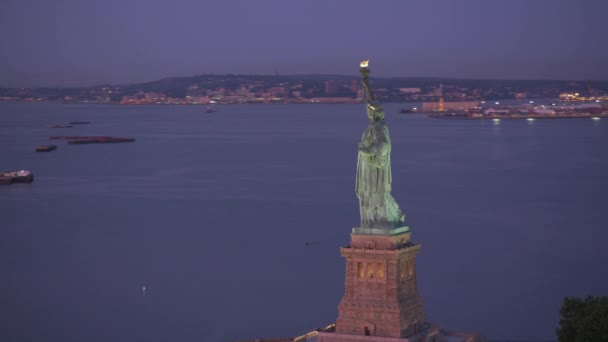 New York City New York Circa 2019 Aerial View Statue — Stock Video