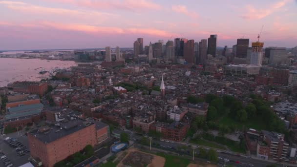 Βοστώνη Μασαχουσέτη Περίπου 2019 Αεροφωτογραφία Της Βοστώνης Ηλιοβασίλεμα Φωτογραφία Από — Αρχείο Βίντεο