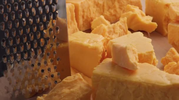 Cheddar Cheese Zbliżenie — Wideo stockowe