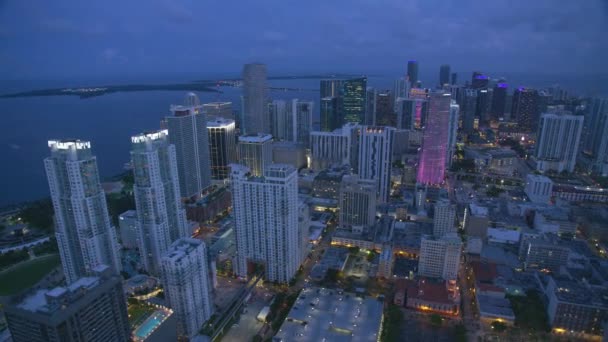 Маямі Флорида Близько 2019 Року Вид Повітря Маямі Сутінках Постріл — стокове відео