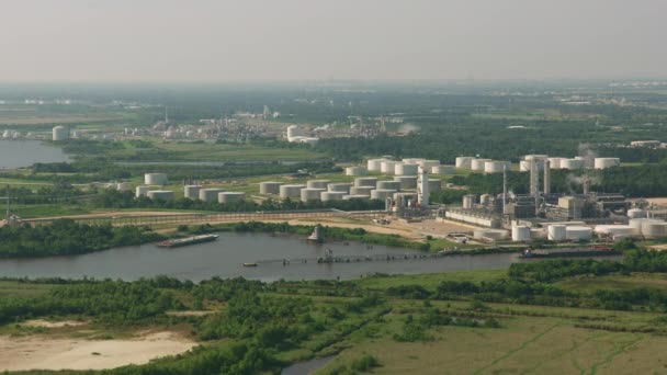 Houston Texas Circa 2019 Vista Aérea Del Área Industrial Refinerías — Vídeos de Stock