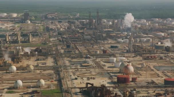 Houston Texas Rundt 2019 Utsikt Oljeraffineriers Industriområde Skutt Fra Helikopter – stockvideo