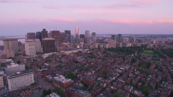 Boston Massachusetts Das Jahr 2019 Luftaufnahme Von Boston Bei Sonnenuntergang — Stockvideo